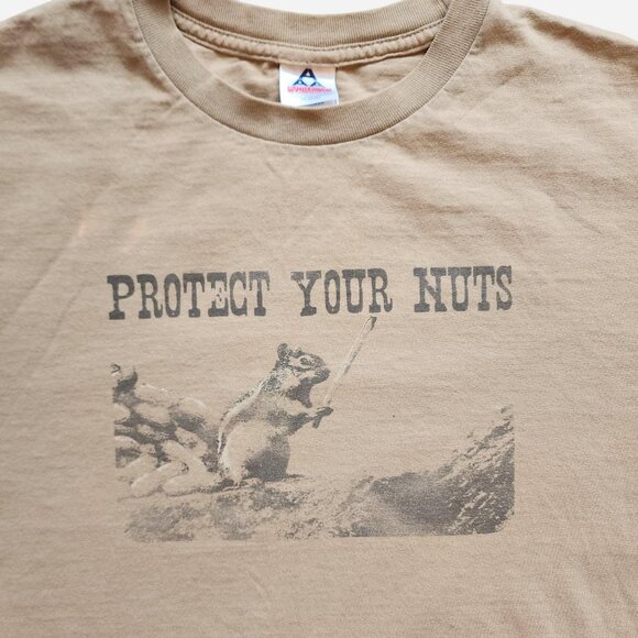Vintage tan "Protect Your Nuts" size large - Picture 2 of 8